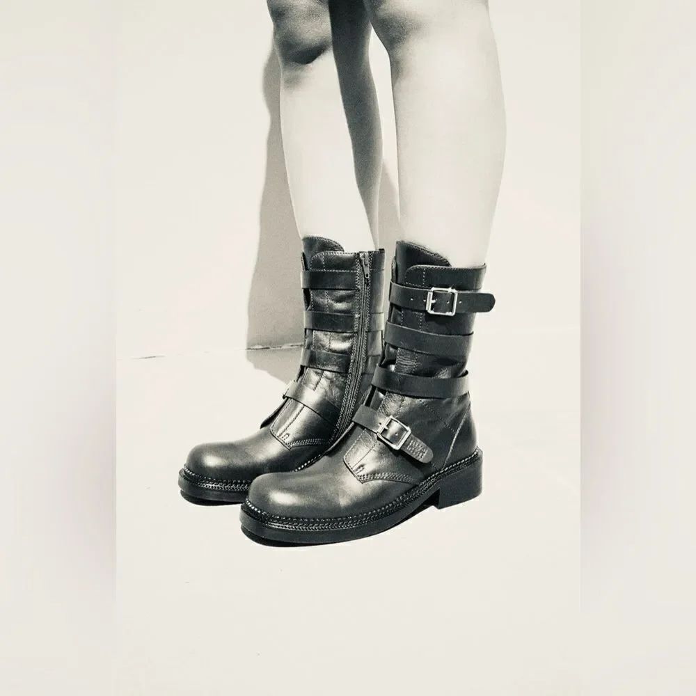 NEW Jeffrey Campbell Shoreditch Moto Buckle Boots BLACK